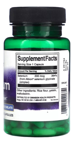 Selenio (complejo Glicinato) 200mcg Swanson 90 Caps Albion®