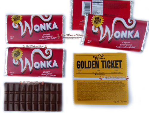Chocolate Wonka Souvenir Regalo // Con Ticket Gold Doble Faz