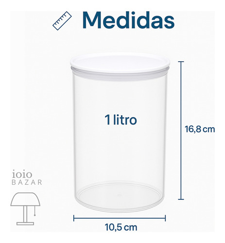 Contenedor Frasco Hermetico Acrilico Tupper 1 Litro Suka Blanco