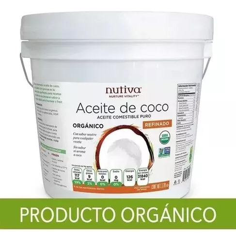 Aceite Orgánico De Coco Refinado 100% Puro, Nutiva