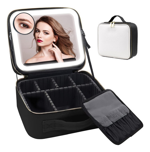 Bolsa De Maquiagem De Viagem Com Espelho Com Luz Led