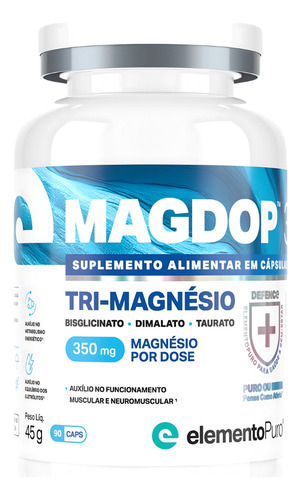 Magdop3 Tri-magnésio Bisciglinato Taurato Elementopuro Sabor Sem Sabor 90 Cápsulas