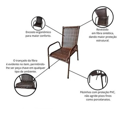 Imagem 5 de 6 de Cadeira Em Aço E Fibra Sintética Proteção Uv.