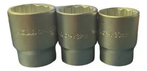 Jogo De Soquetes 3pçs Aço 30mm, 32mm E 36mm Estriados 3/4