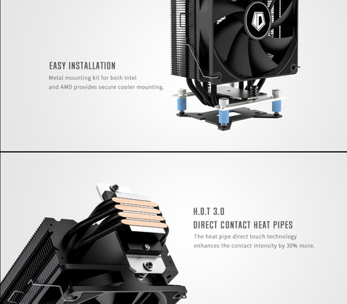 Imagen 6 de 10 de Cooler Cpu Id-cooling Se-224-xt Intel Amd 180w Tdp ! Negro