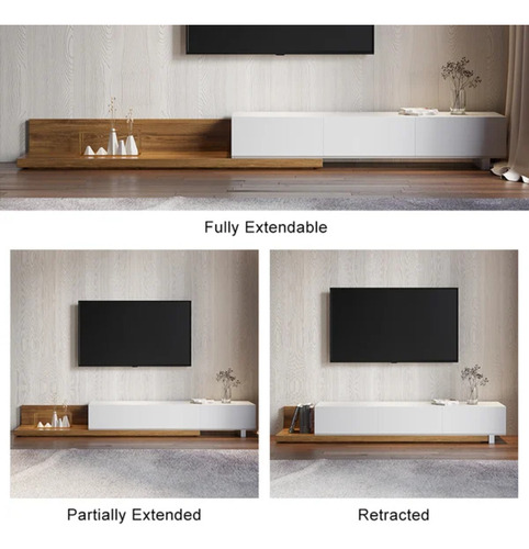 Mesa Para Tv Extensible Carolina Blanco/macadamia Tu Mesita
