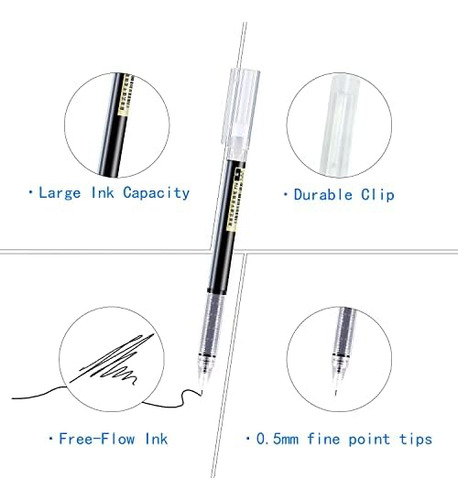 Bolígrafos Rollerball Vitoler, Paquete De 15 Bolígrafos De Negro-azul