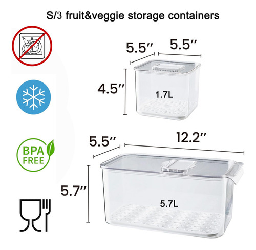 Vacane Ahorro De Productos Frescos Para Refrigerador, 3 Reci