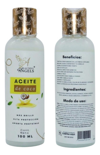 Aceite De Coco 100ml Antifrizz Hidrata Regenera Y Protege