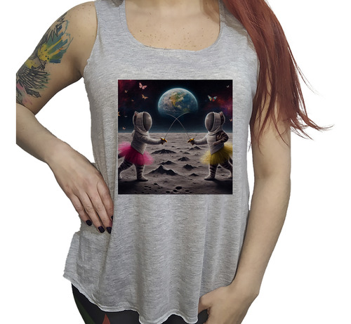 Musculosa Dama Gatos Con Tutú Espadas Luna