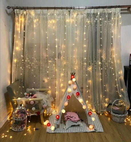 Cascada Cortina Luz 400 Leds 3.80 Mts X 1.50 Mts Calida Fija