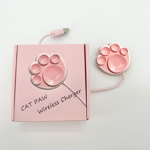 Cargador Inalámbrico 15w Rosa Gato Cxibikl Para iPhone