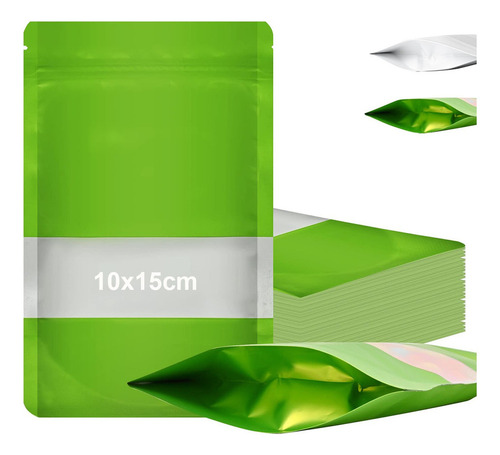 400 Bolsas Stand Up Pouch De Plastico Para 50g 10x15cm Color Verde