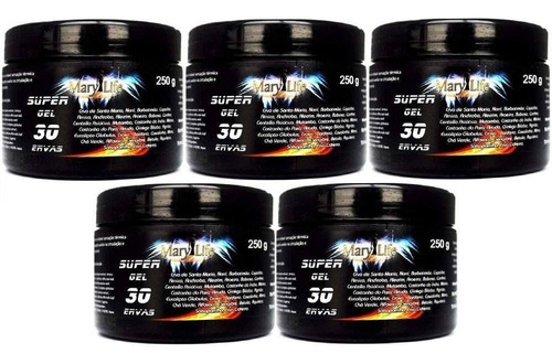 Kit 5 Super Gel 30 Ervas 250g Super Potencia Conforto