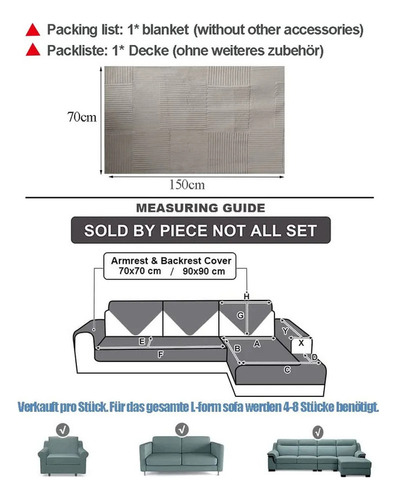 Capa De Sofá 70x180 Cm Tecido Veludo Moderno Antiderrapante