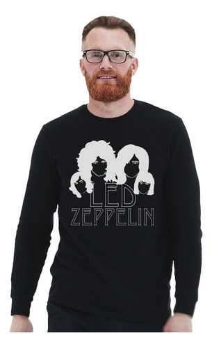 Polera Ml Led Zeppelin Faces Stencil Rock Impresión Directa