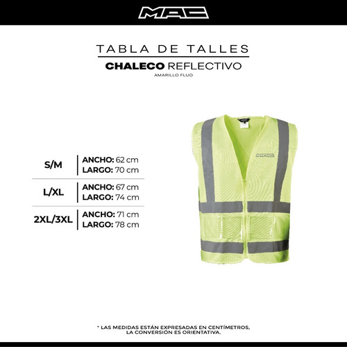 Imagen 4 de 4 de Chaleco Reflectivo Mac Fluo Reglamentario De Seguridad