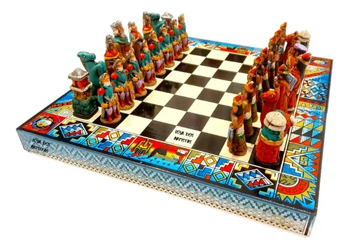 Jogo De Xadrez Imperial Completo Tabuleiro Em Madeira 48cm