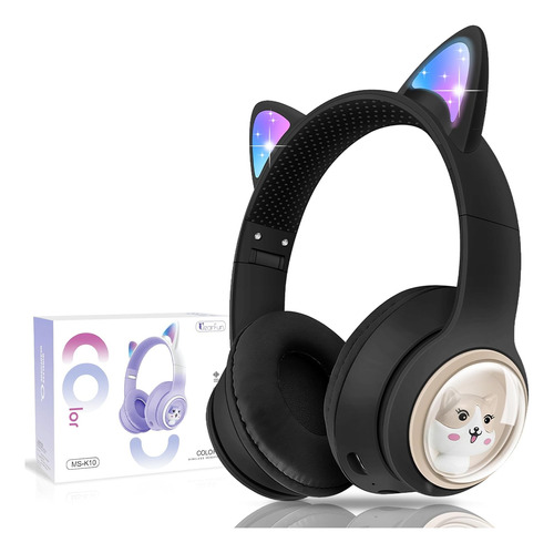 Audífono Bluetooth Orejas De Gato Negro Niñas Y Adultos 