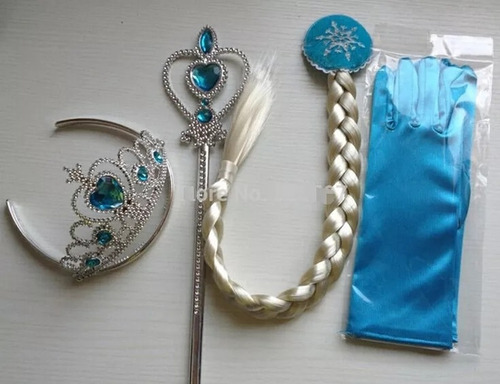 Imagen 5 de 8 de Set Frozen Princesa Elsa Tiara Varita Pelo Guantes Ltf Shop