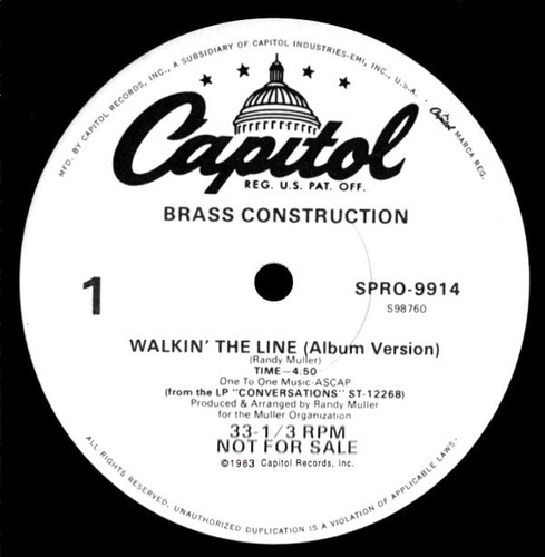  Brass Construction - Walkin' The Line (12 , Promo) Vg+