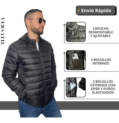 Campera Inflable Hombre Abrigada Con Capucha Desmontable