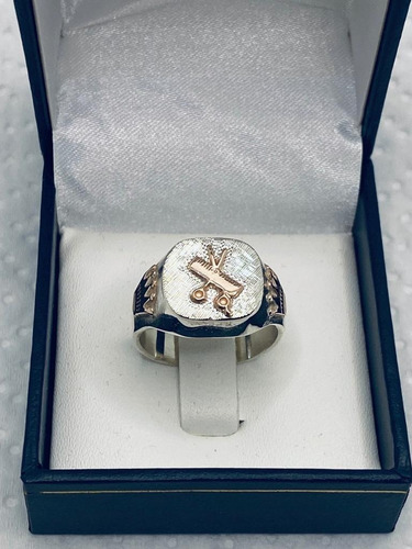 Anillo Profesión Peluquera Plata, Logo Y Aplique En Oro