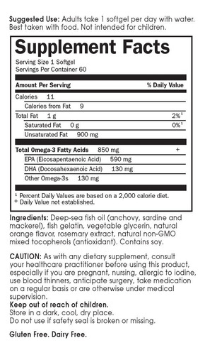 Suplemento Garden Of Life Epa/dha Omega 3 De Óleo De Peixe 1