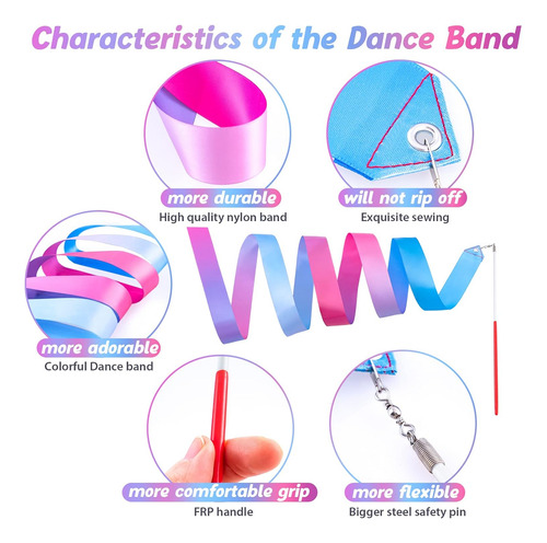 Gymnastics Ribbon, 2 Pack Colorful Gymnastics Band With Stic