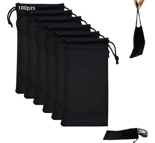 Bolsa Gafas Para Tela Lentes Microfibra Negro 100pzs Funda