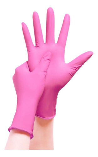 Guantes descartables Gatamo G4 color rosa talle M de nitrilo x 100 unidades