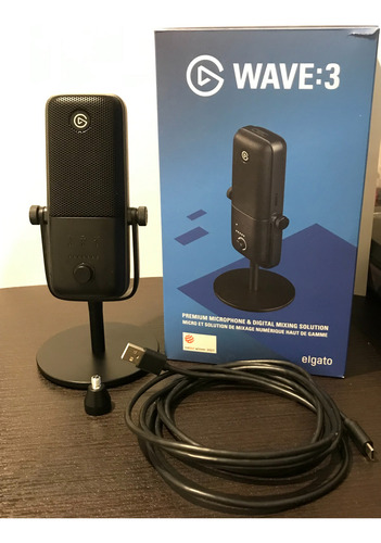 Microfono De Condensador Elgato Wave 3 Negro (Usado)