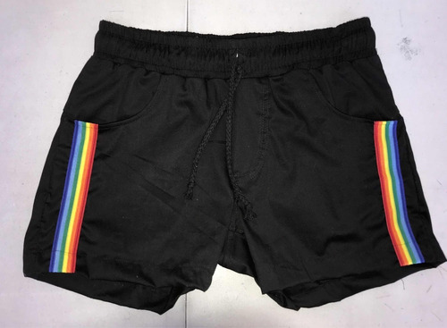 Shorts Pride Arco-íris Preto