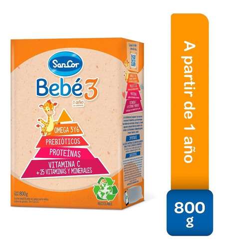 Leche Sancor Bebe 3 Polvo 800g (12-36m) Oferta