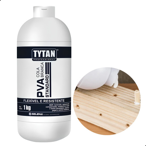 Adesivo Cola Pva Tytan Standard 1kg Branca Alta Viscosidade