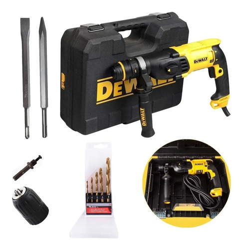 Martelete Combinado Sds 800w D25133k Dewalt + Kit Completo