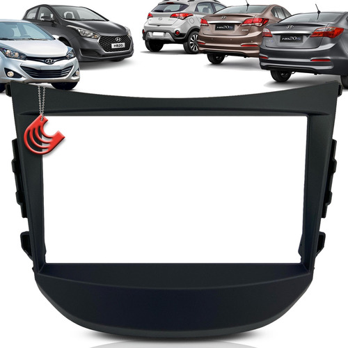 Moldura De Painel 2 Din Multimidia Dvd Mp5 Hyundai Hb20 Hb20s Hb20x 2012 2013 2014 2015 2016 2017 2018 2019 Preto