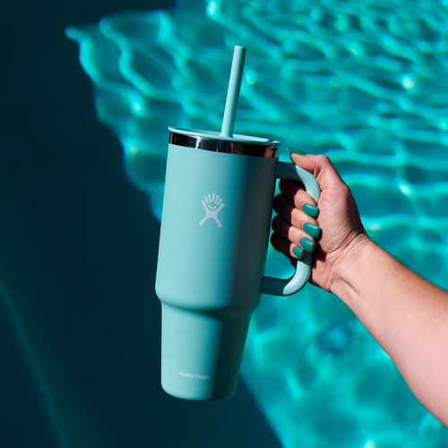 Vaso Térmico De Viaje Con Asa Y Popote Hydro Flask 40oz Frío Y Caliente Color Dew