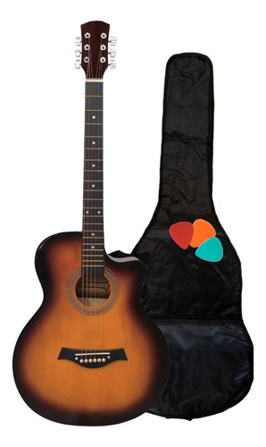 Guitarra Sunset Fk40j Electroacústica Con Funda Color Marrón Orientación De La Mano Diestro