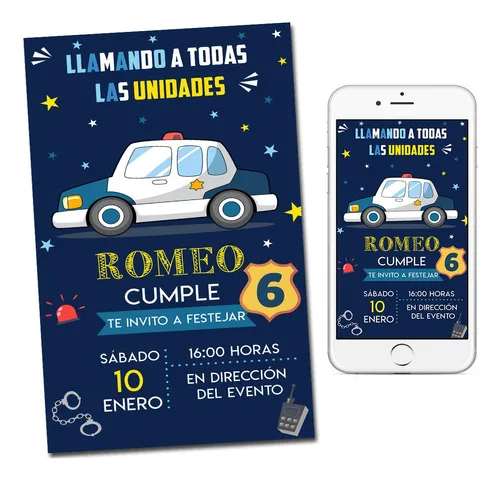 Tarjetas Invitaciones Digitales Personalizadas Policia