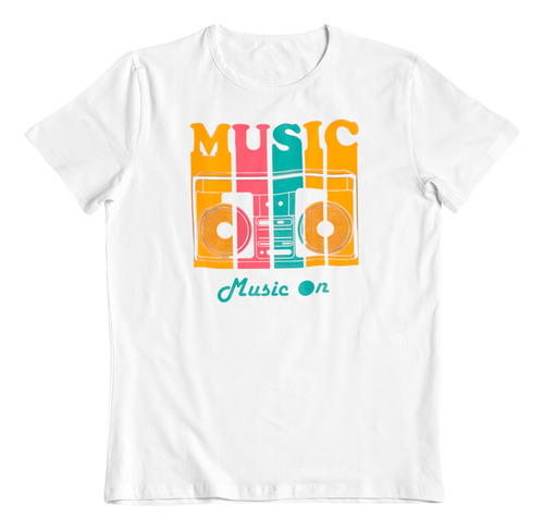 Polera Blanca Algodon Estampada Dtf Dj Musica Music Arte