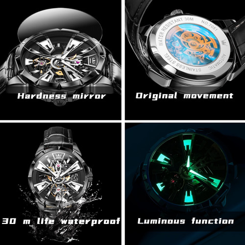 Reloj Mecánico De Negocios Luminoso Olevs 7051