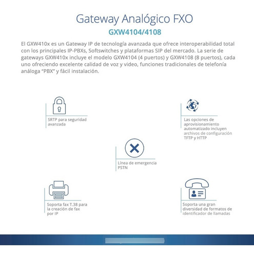 Imagen 3 de 4 de Gateway Voip Fxo Grandstream Gxw4108