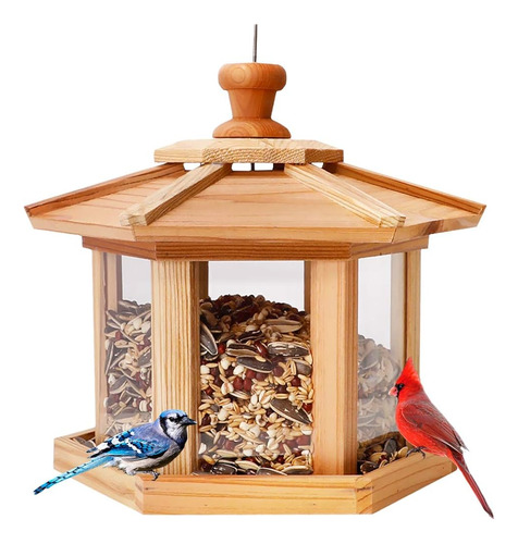 ~? Solution4patio Hexagon Gazebo Bird Feeder, Usa Cedro, Ban