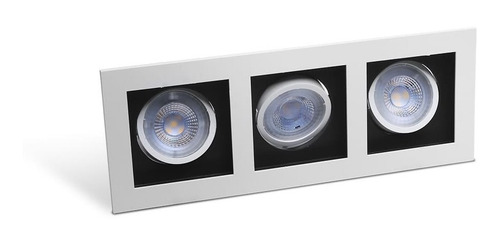 Spot Led Triplo Taschibra Frame Embutir Quadrado 3xmr16 15w Estrutura Luz Quente 3000k