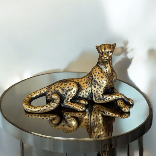 Pantera Ataque Premium Dourada Guepardo Presente Onça Casa Dourado-escuro