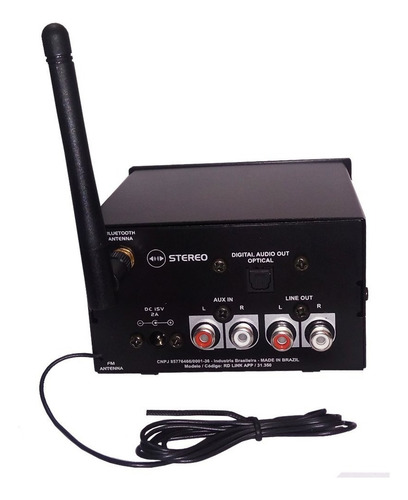 Receptor Frahm Usb Sd App Fm Bluetooth P/ Amplificador Dvd Cor Preto