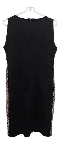 Vestido Golbary Negro Elastizado Combinado Raya Animal Print (Usado)