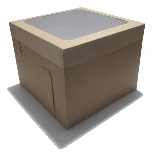 20 Caixa de Papel CAC para Bolo/Torta Alto Visor Kraft 25x25x20