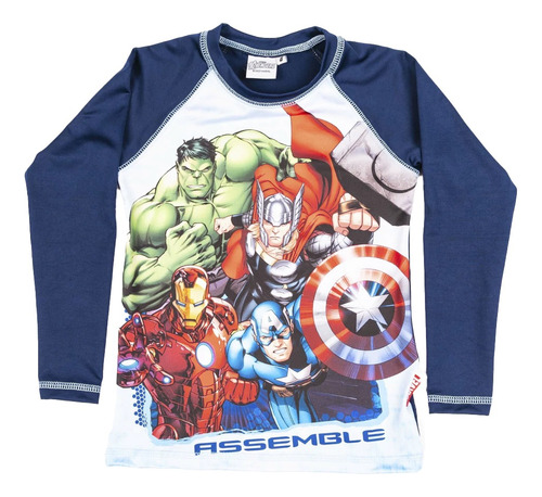 Remera Nene Supplex Agua Filtro Solar Uv Avengers